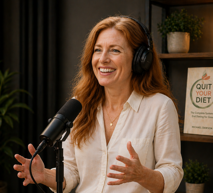 woman on podcast
